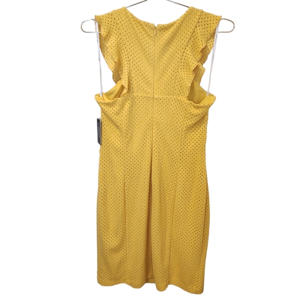Guess eyelet ruffle yellow sheath dress size 12 - Picture 4 of 6